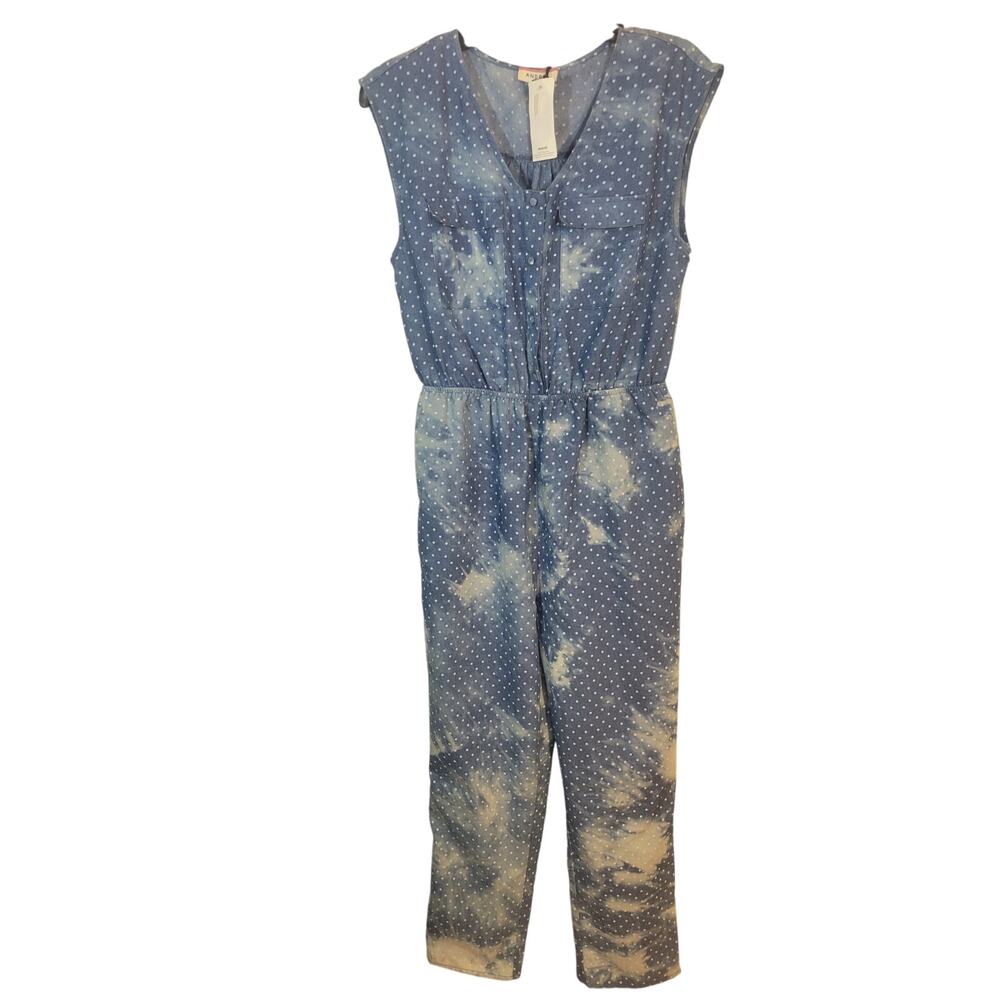 NEW Andree by Unit‎ Blue Tie Dye Polka Dot Jumpsuit Women's Size Medium